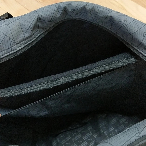 PUMA Duffle Bag Black and Grey with Gold Hardware Gym Workout - Picture 12 of 14